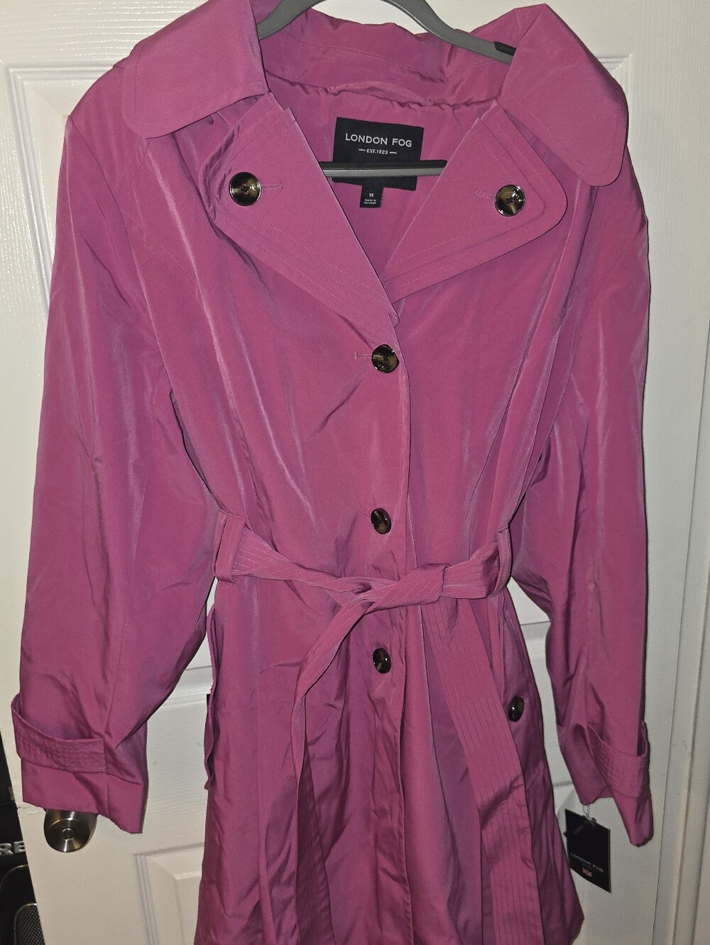Women’s London Fog Collection Orchid Trench Coat Size 1X Hooded NWT L763183V74
